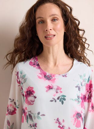 Chiffon Floral Print Lined Top