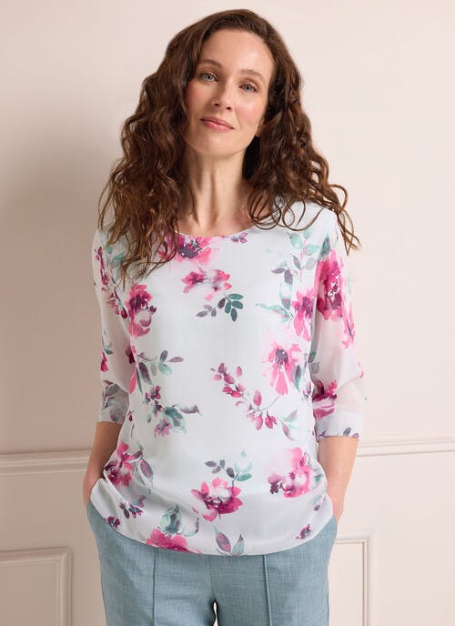 Chiffon Floral Print Lined Top