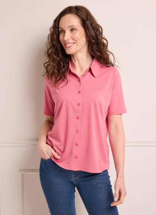 Short Sleeve Jersey Blouse