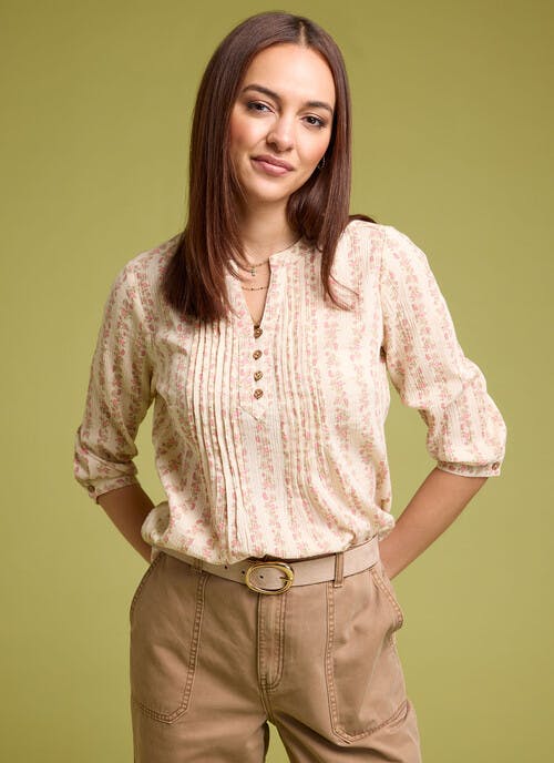 Pure Cotton Pintuck Blouse