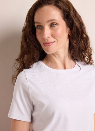 Pure Cotton Embroidered T-Shirt
