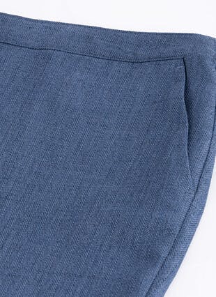 Linen Look Herringbone Comfort Fit Trousers 