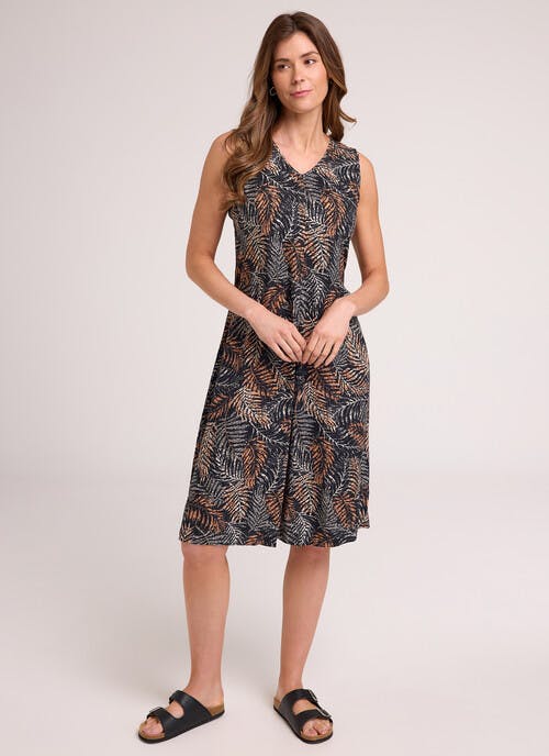 Fern Print Midi Swing Dress