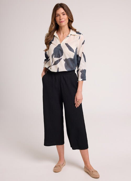 Textured Jersey Wide Leg Pull On Trouser