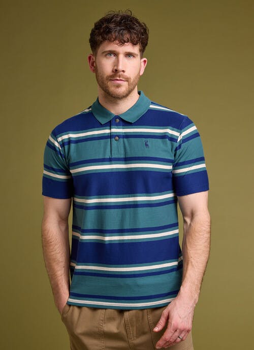 Pure Cotton Rugby Block Stripe Polo Shirt
