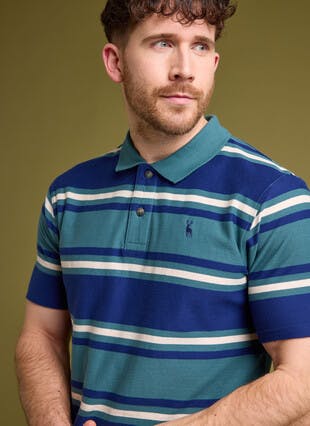 Pure Cotton Rugby Block Stripe Polo Shirt