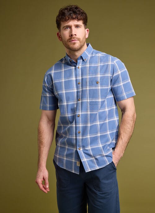 Pure Cotton Slub Check Short Sleeve Shirt