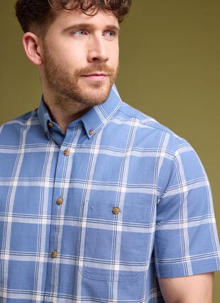Pure Cotton Slub Check Short Sleeve Shirt