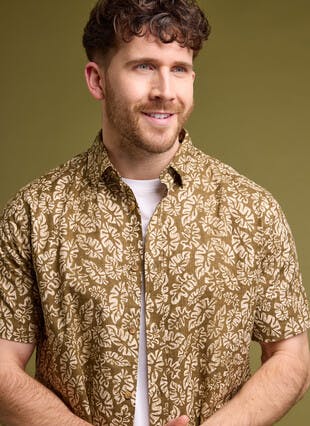 Pure Cotton Slub Print Short Sleeve Shirt