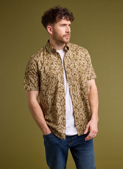 Pure Cotton Slub Print Short Sleeve Shirt