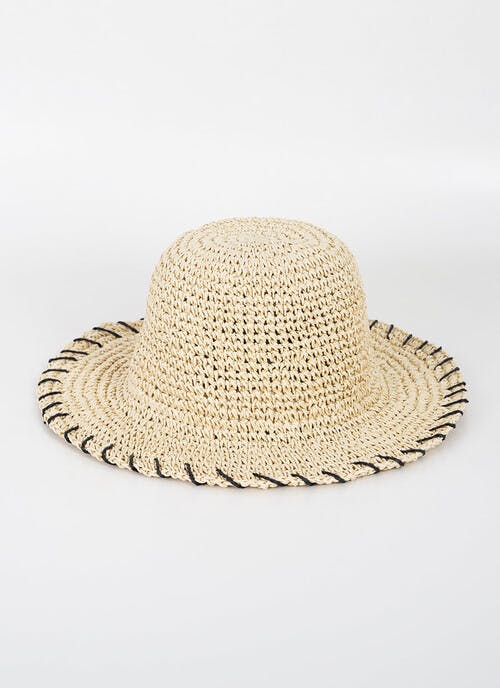 Packable Straw Whipstich Hat 