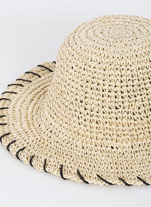 Packable Straw Whipstich Hat 