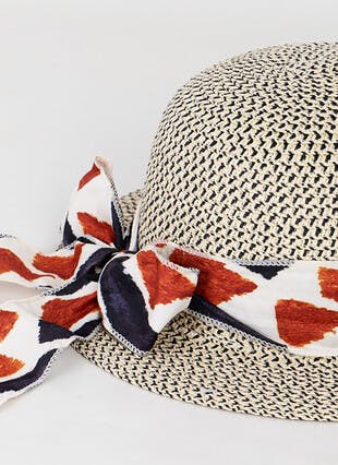 Straw Hat with Animal Trim 
