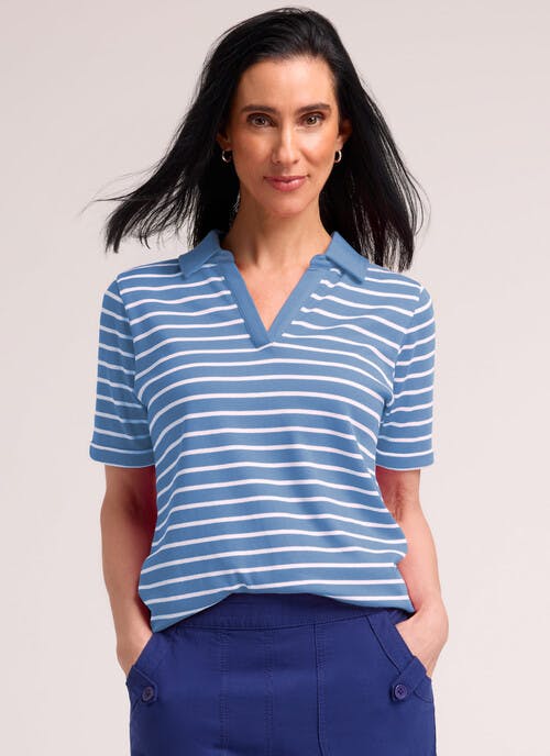 Pure Cotton Striped Polo Shirt