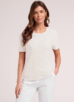 Textured Jersey Lace Trim Top