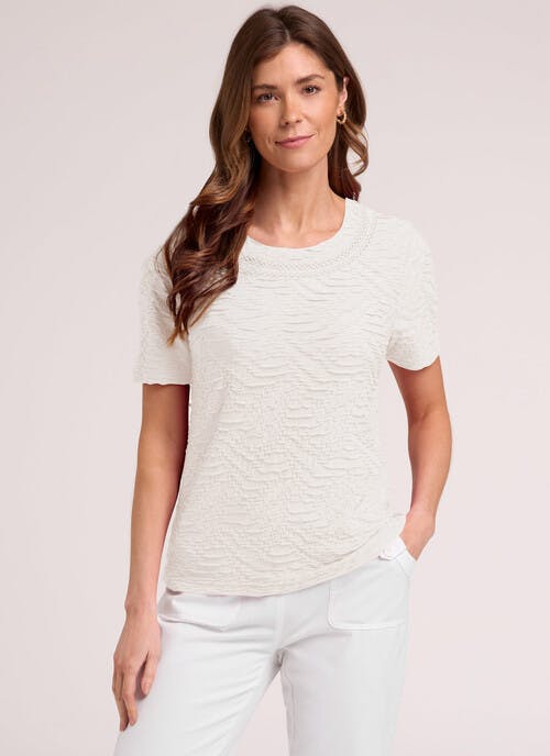 Textured Jersey Lace Trim Top