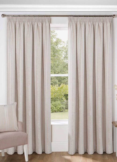 Velvet Stripe Champagne Pencil Pleat Curtains
