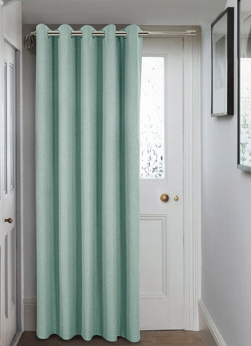 Herringbone Blackout Duck Egg Eyelet Door Curtain