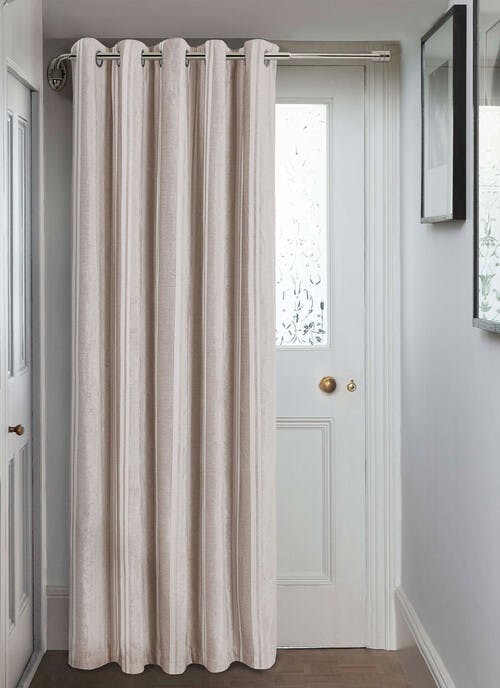 Velvet Stripe Champagne Eyelet Door Curtain