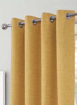 Harlow Textured Weave Blackout Ochre Eyelet Curtains