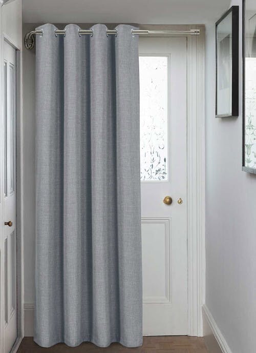 Harlow Textured Weave Grey Eyelet Door Curtain