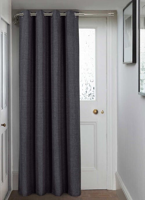 Harlow Textured Weave Charcoal Eyelet Door Curtain