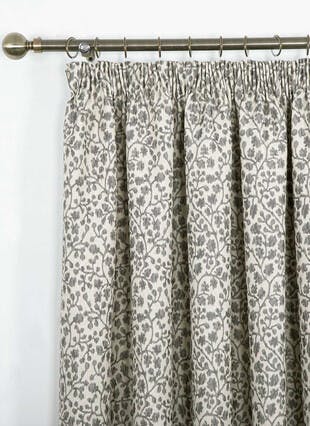 Floral Jacquard Grey Pencil Pleat Curtains