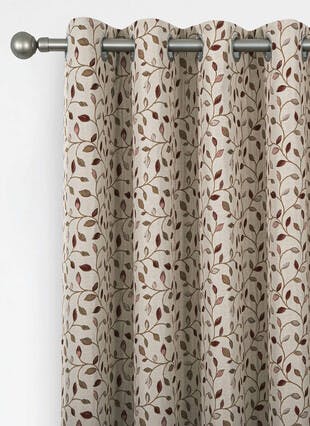 Sherbourne Leaf Jacquard Red Eyelet Curtains