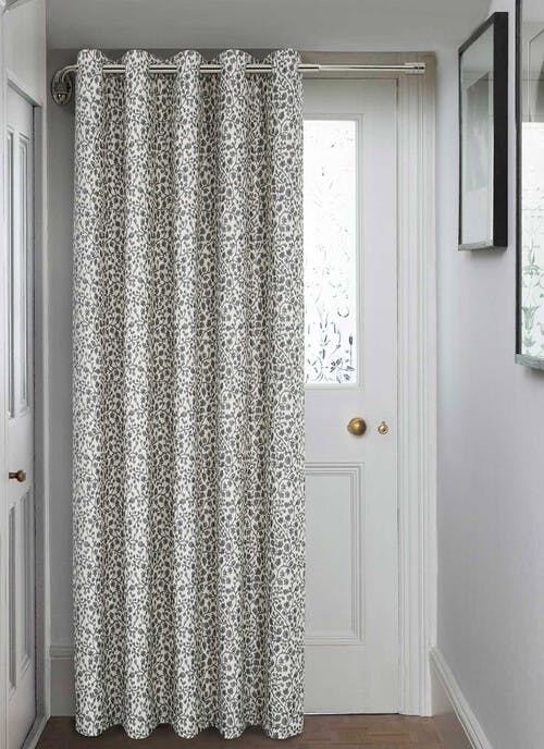 Floral Jacquard Grey Eyelet Door Curtain