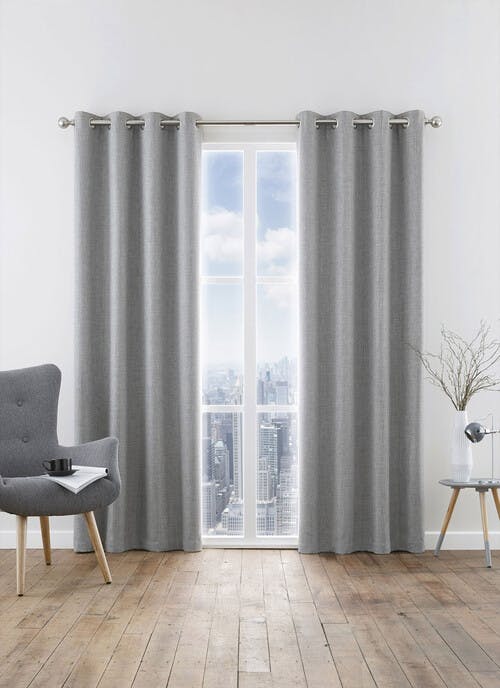 Harlow Textured Weave Blackout Grey Eyelet Curtains