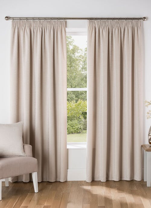 Chenille Cream Pencil Pleat Curtains
