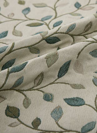 Sherbourne Leaf Jacquard Blue Eyelet Door Curtain