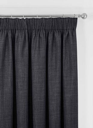 Harlow Textured Weave Blackout Charcoal Pencil Pleat Curtains