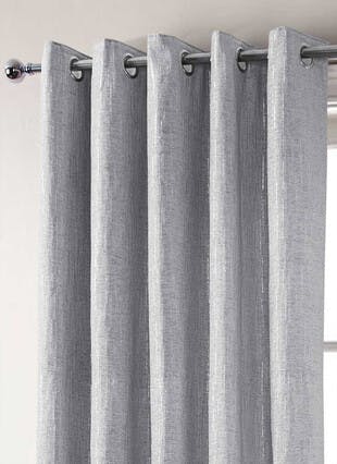 Corsica Metallic Chenille Silver Eyelet Curtains