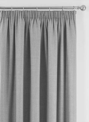 Harlow Textured Weave Blackout Grey Pencil Pleat Curtains