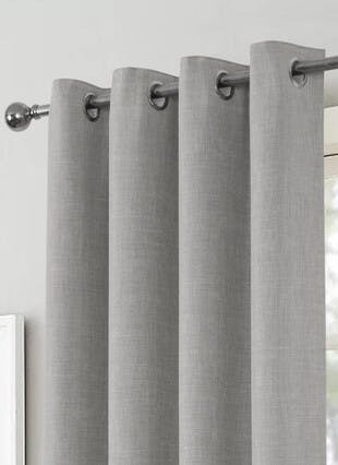 Harlow Textured Weave Blackout Grey Eyelet Curtains