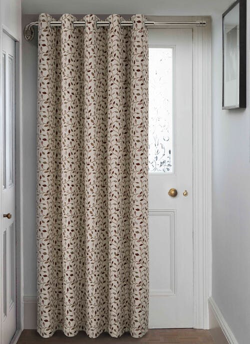 Sherbourne Leaf Jacquard Red Eyelet Door Curtain