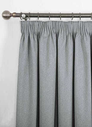Herringbone Blackout Grey Pencil Pleat Curtains