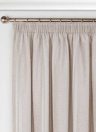 Velvet Stripe Champagne Pencil Pleat Curtains