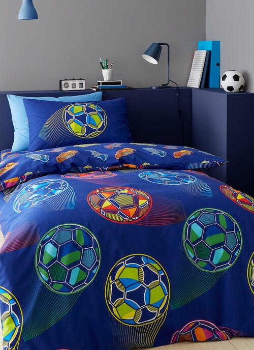 Catherine Lansfield Kids Bright Football Navy Duvet Set
