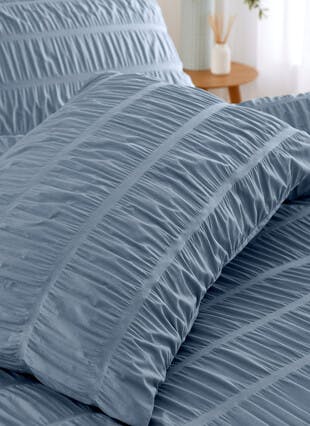 Catherine Lansfield Seersucker Blue Duvet Set