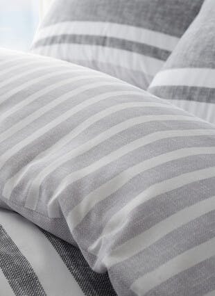 Catherine Lansfield Textured Banded Stripe Charcoal Grey Duvet Set