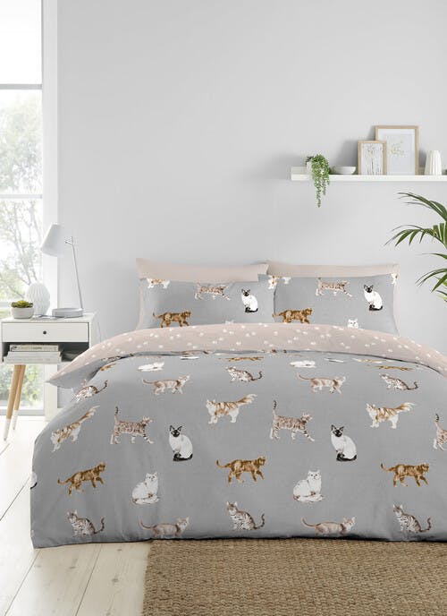 Fusion Cats Grey Duvet Set
