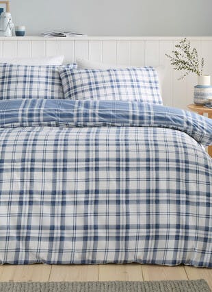 Catherine Lansfield Kelso Check Blue Duvet Set