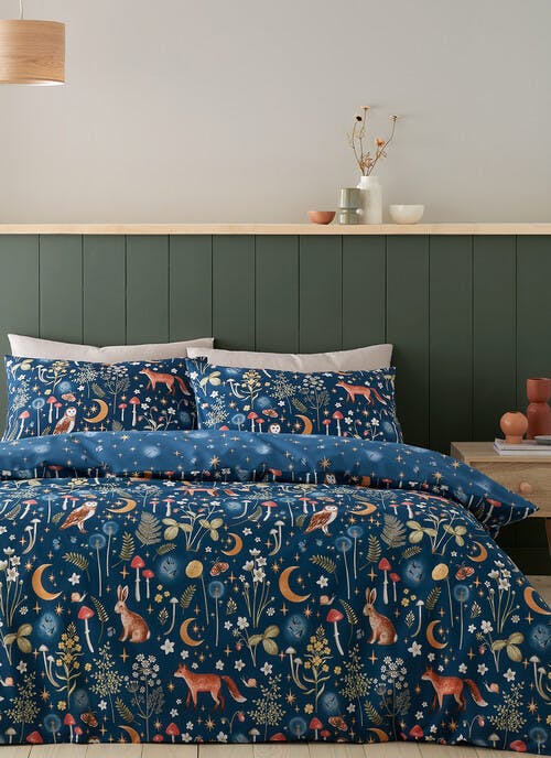 Catherine Lansfield Enchanted Twilight Animals Navy Duvet Set