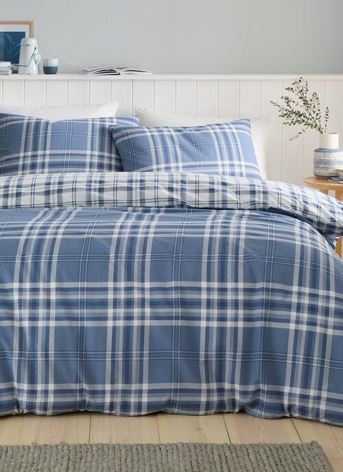 Catherine Lansfield Kelso Check Blue Duvet Set