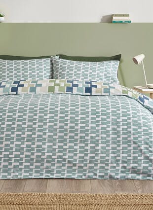 Catherine Lansfield Bryson Geo Blue Duvet Set