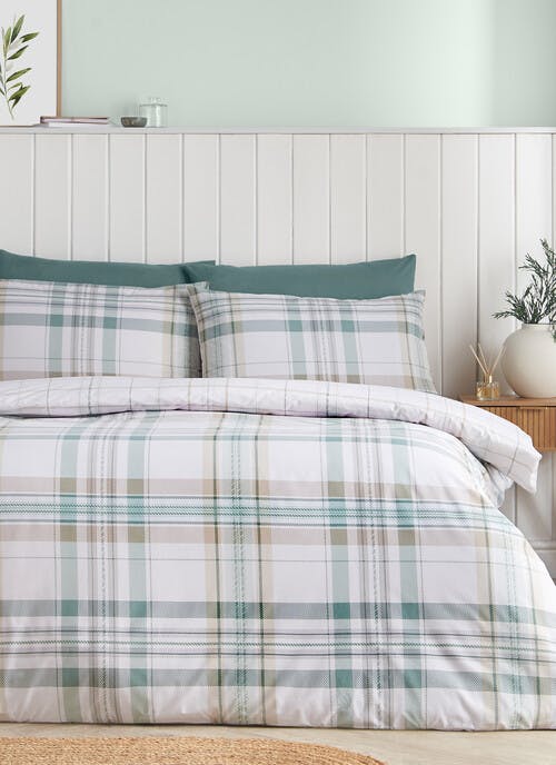 Catherine Lansfield Cartmel Check Green Duvet Set