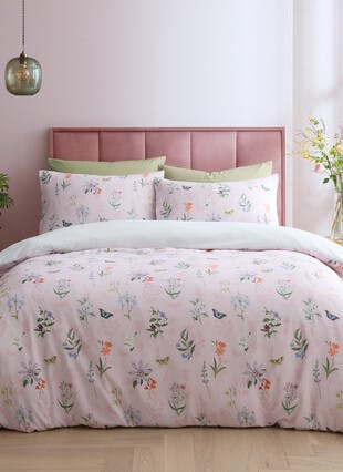 RHS x Catherine Lansfield Enchanted Butterfly Garden So Soft Pink Duvet Set