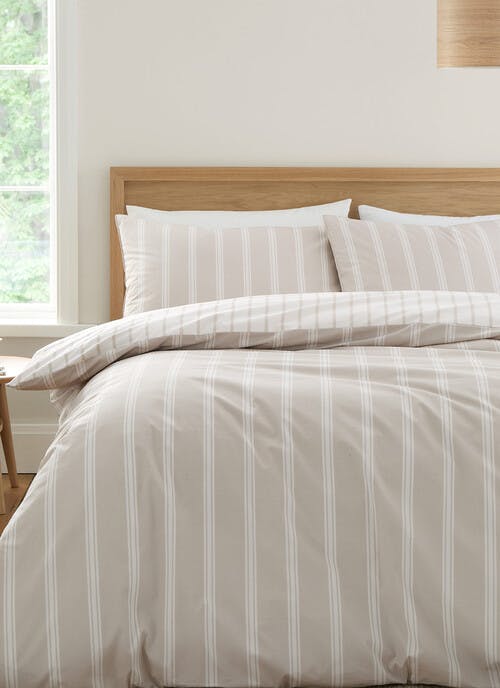 Bianca Ashford Stripe 200 Thread Count Cotton Natural Duvet Set